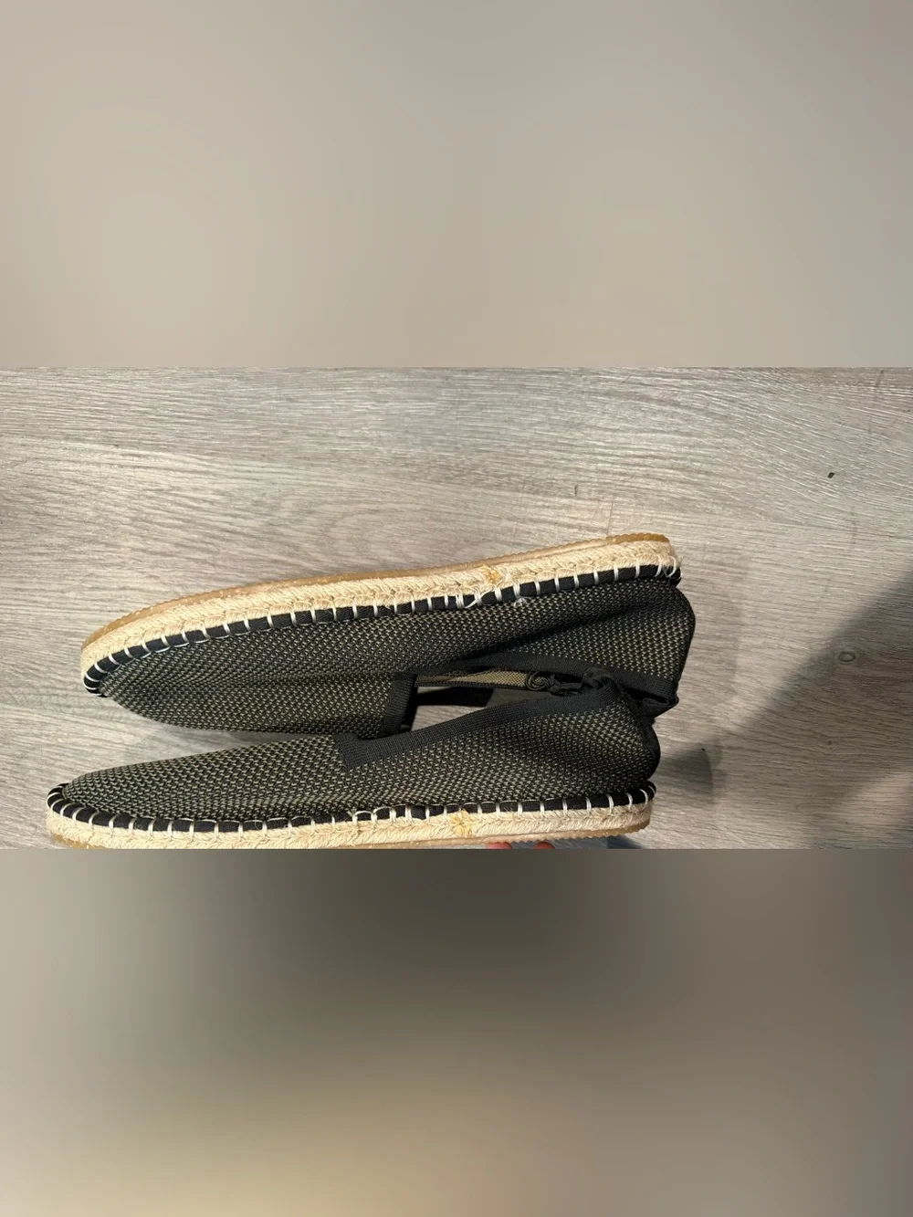 ZARA Green & Black Knit Espadrille Slip-Ons with Contrast Stitching